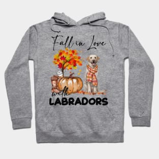 Fall In Love With Yellow Labradors Fall Pumpkin Thanksgiving Hoodie